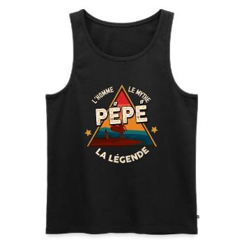 Pépé le mythe la legende cadeau grand-père - Débardeur bio Premium Homme - noir - Devant - AI Model Male 178 light (178cm)