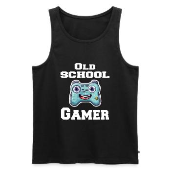 Old School Gamer - Männer Premium Bio Tank Top - Schwarz - Vorne - Michal (187cm)