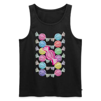 12 Colorful Sweet Candies - Men's Premium Organic Tank Top - black - Front - AI Model Male 178 light (178cm)
