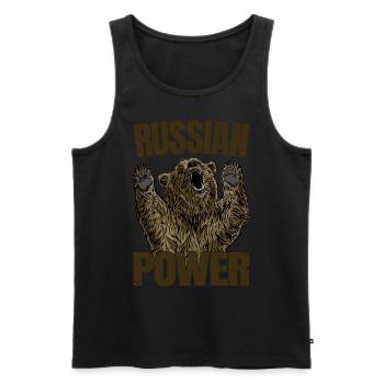 Russian Bear Power Russia Saying Gym - Men's Premium Organic Tank Top - black - Front - Michal (187cm)