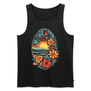 Surf Vibes: Vintage Retro Surfing Illustration - Men's Premium Organic Tank Top - black - Front - AI Model Male 178 light (178cm)