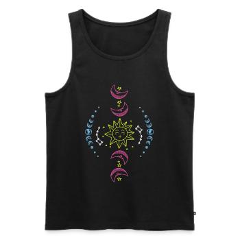 Sun Moon and Earth - Men's Premium Organic Tank Top - black - Front - AI Model Male 178 light (178cm)