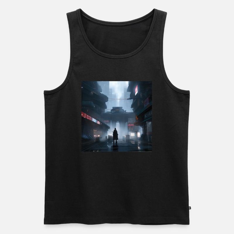 Shadow Ronin: Samurai-Silhouette im Regen - Männer Premium Bio Tank Top - Schwarz