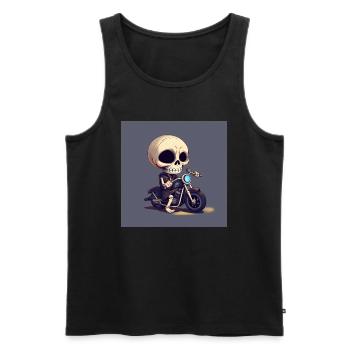 Bone to be Wild: Adorable Skull Riding a Motorbike - Men's Premium Organic Tank Top - black - Front - AI Model Male 178 light (178cm)