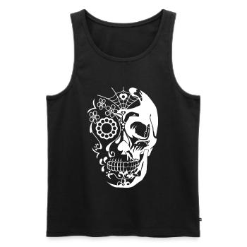 Totenkopf Weiß - Männer Premium Bio Tank Top - Schwarz - Vorne - Michal (187cm)