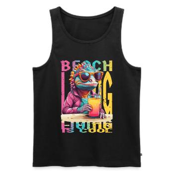 Chamäleon am Strand - Männer Premium Bio Tank Top - Schwarz - Vorne - AI Model Male 178 light (178cm)