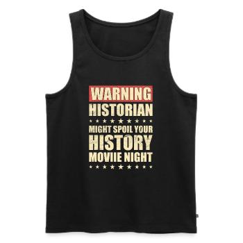 Avertissement historien Histoire drôle - Débardeur bio Premium Homme - noir - Devant - Michal (187cm)