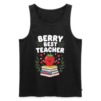 Berry Best Teacher Enseignant du primaire - Débardeur bio Premium Homme - noir - Devant - AI Model Male 178 light (178cm)