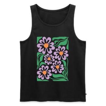 Purple Floral Pattern Boho Flora - Men's Premium Organic Tank Top - black - Front - AI Model Male 178 light (178cm)