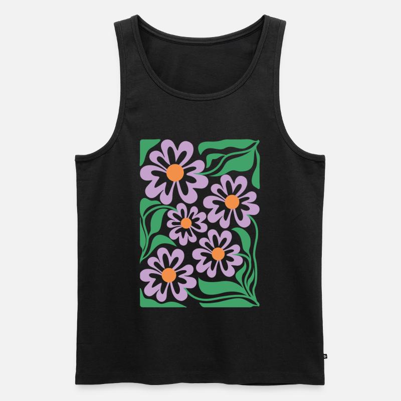 Lila Blumen Muster Boho Flora  - Männer Premium Bio Tank Top - Schwarz