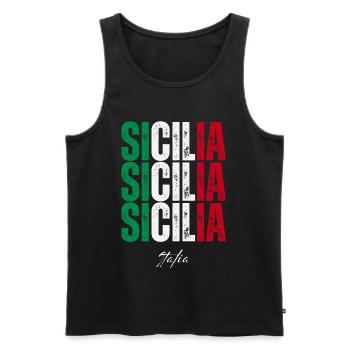 Sicile Italie, souvenir de la Sicile - Débardeur bio Premium Homme - noir - Devant - AI Model Male 178 light (178cm)