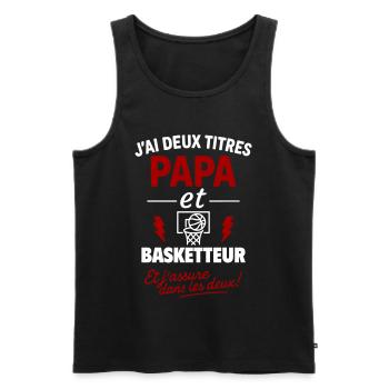 Papa Basketteur cadeau fête des pères Noël - Débardeur bio Premium Homme - noir - Devant - Michal (187cm)