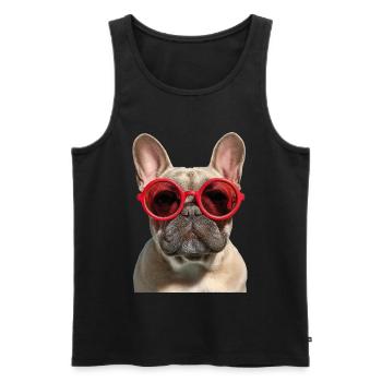 Französische Bulldogge Bouledogue français - Débardeur bio Premium Homme - noir - Devant - Michal (187cm)