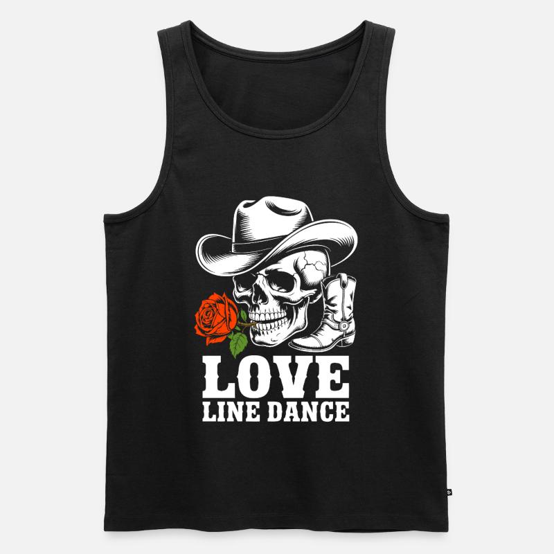 Totenkopf Line-Dance Rose - Männer Premium Bio Tank Top - Schwarz