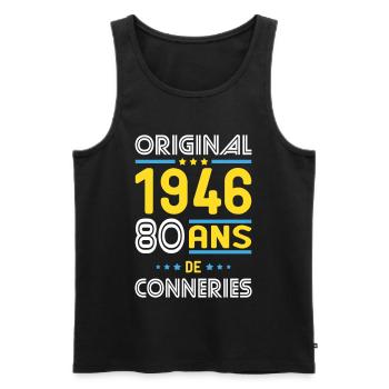 Original – 1946 – 80 Jahre - Männer Premium Bio Tank Top - Schwarz - Vorne - AI Model Male 178 light (178cm)
