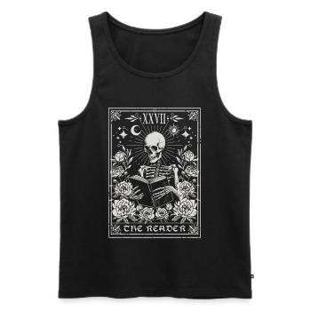 The Reader Tarot - Gothic Skeleton Among Flowers - Men's Premium Organic Tank Top - black - Front - AI Model Male 178 light (178cm)