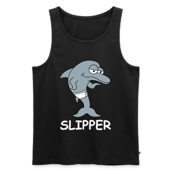 Slipper Dolphin In Swimming Trunks - Men's Premium Organic Tank Top - black - Front - AI Model Male 178 light (178cm)