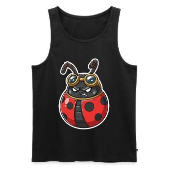 Steampunk Ladybug Red and Chrome Armor - Men's Premium Organic Tank Top - black - Front - AI Model Male 178 light (178cm)