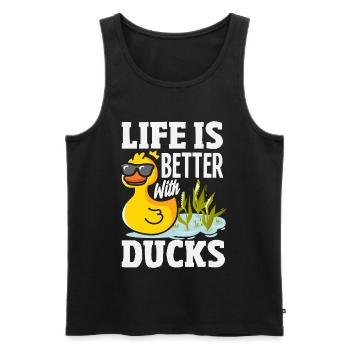Motifs drôles de canards Citons amoureux de canards - Débardeur bio Premium Homme - noir - Devant - Michal (187cm)