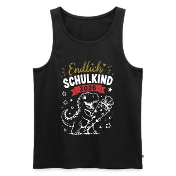 Endlich Schulkind 2026 Dino - Männer Premium Bio Tank Top - Schwarz - Vorne - Michal (187cm)