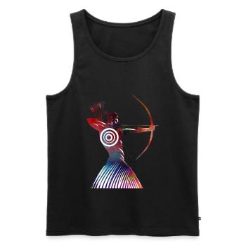 Archer bouclier coloré - Débardeur bio Premium Homme - noir - Devant - Michal (187cm)