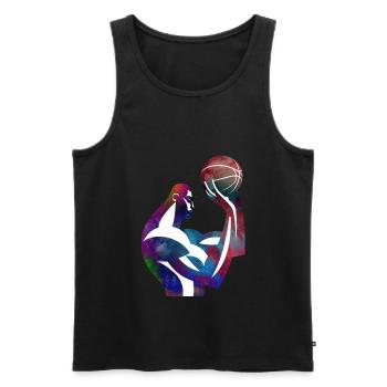 Joueur de basket dans une abstraction colorée - Débardeur bio Premium Homme - noir - Devant - Michal (187cm)