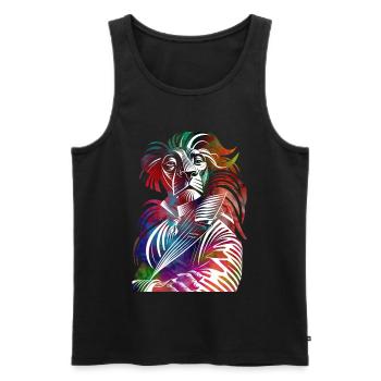 La Symphonie des Couleurs du Lion - Débardeur bio Premium Homme - noir - Devant - Michal (187cm)