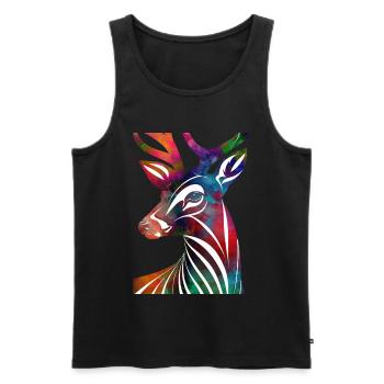 Colorful abstract deer - Men's Premium Organic Tank Top - black - Front - Michal (187cm)