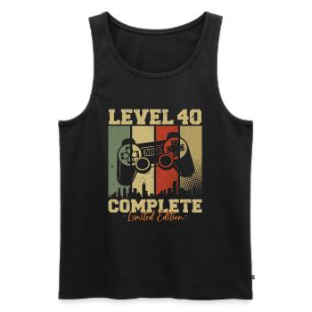 Niveau 40 Débloqué 40 Cadeau d’anniversaire - Débardeur bio Premium Homme - noir - Devant - Michal (187cm)