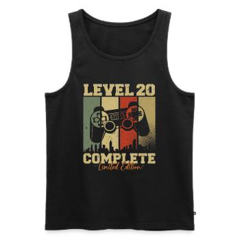Level 20 Unlocked 20 Birthday Gift - Men's Premium Organic Tank Top - black - Front - AI Model Male 178 light (178cm)