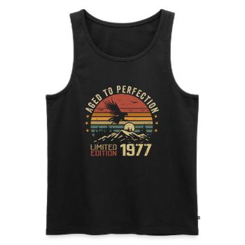 Jahrgang 1977 Limitierte Auflage 1977 Retro 1977 - Männer Premium Bio Tank Top - Schwarz - Vorne - AI Model Male 178 light (178cm)