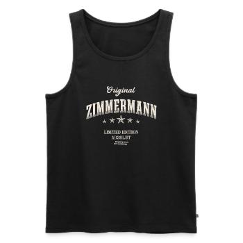 Zimmermann Limited Edition Lustiges Zimmerer - Männer Premium Bio Tank Top - Schwarz - Vorne - AI Model Male 178 light (178cm)