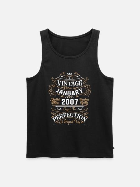 Vintage January 2007, retro birthday gift - Men's Premium Organic Tank Top - black
