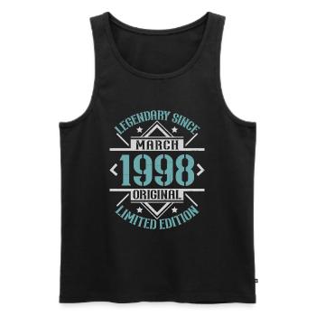 Legendary since March 1998 limited edition - Men's Premium Organic Tank Top - black - Front - Michal (187cm)