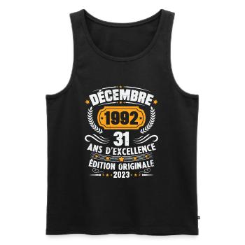 Vintage Décembre 1992 Cadeau d Anniversaire 31 Ans - Débardeur bio Premium Homme - noir - Devant - Michal (187cm)