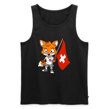 Swiss Fans / Switzerland Fox - Men's Premium Organic Tank Top - black - Front - AI Model Male 178 light (178cm)
