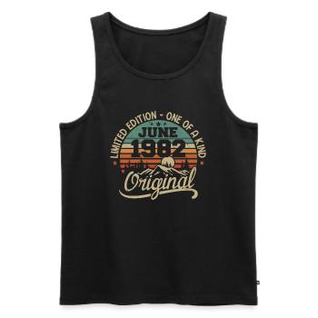1982 Juni 1982 Original - Juni 1982 Jubiläum - Männer Premium Bio Tank Top - Schwarz - Vorne - Michal (187cm)