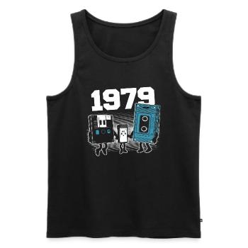 Jahrgang Jahrgang 1979 Geburtstagsgeschenk 1979 - Männer Premium Bio Tank Top - Schwarz - Vorne - AI Model Male 178 light (178cm)