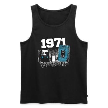 Vintage Born In 1971 Birthday Gift 1971 - Men's Premium Organic Tank Top - black - Front - Michal (187cm)