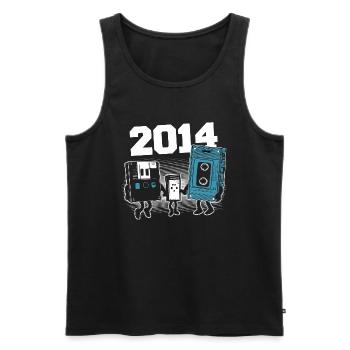 Vintage Born In 2014 Birthday Gift 2014 - Men's Premium Organic Tank Top - black - Front - AI Model Male 178 light (178cm)