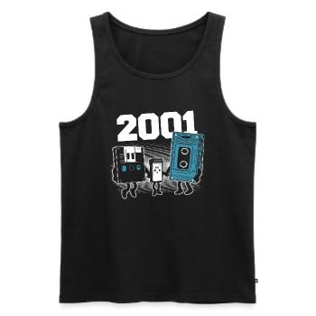 Vintage Born In 2001 Birthday Gift 2001 - Men's Premium Organic Tank Top - black - Front - Michal (187cm)