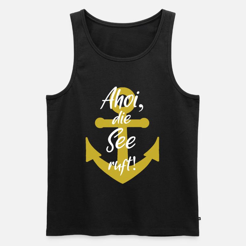 Ahoi die see ruft - Männer Premium Bio Tank Top - Schwarz