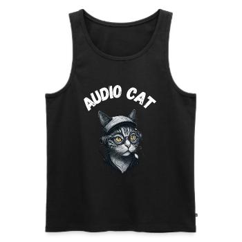 Audio Cat - Männer Premium Bio Tank Top - Schwarz - Vorne - Michal (187cm)