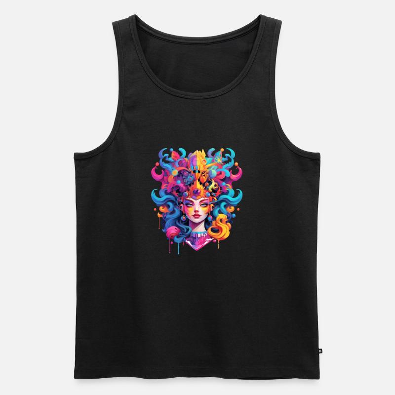 Synthwave Queen - Männer Premium Bio Tank Top - Schwarz