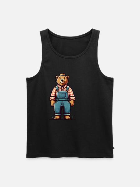 Cute Bear Farmer - Männer Premium Bio Tank Top - Schwarz