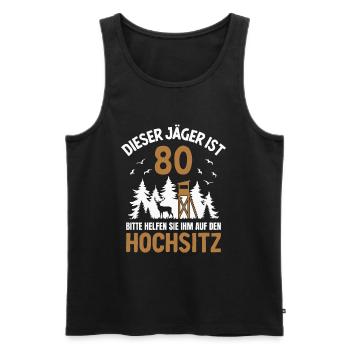 80. Geburtstag Jäger 80 Jahre Jagd Hochsitz - Männer Premium Bio Tank Top - Schwarz - Vorne - Michal (187cm)
