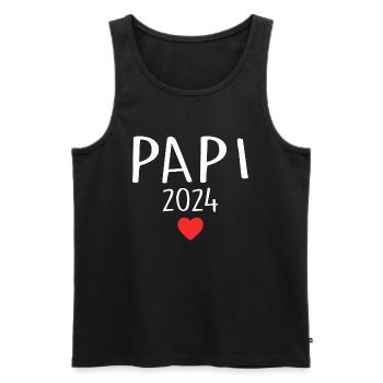 papa - futur papa 2024 - Débardeur bio Premium Homme - noir - Devant - Michal (187cm)