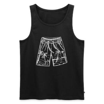 Shorts Strand Palmen - Männer Premium Bio Tank Top - Schwarz - Vorne - AI Model Male 178 light (178cm)