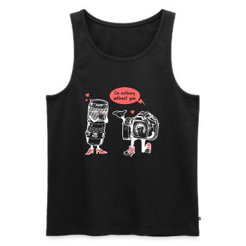 Fotograf Kamera Objektiv Spruch - Männer Premium Bio Tank Top - Schwarz - Vorne - Michal (187cm)
