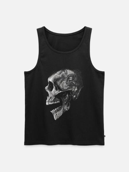 Skull with dragon - Men's Premium Organic Tank Top - black